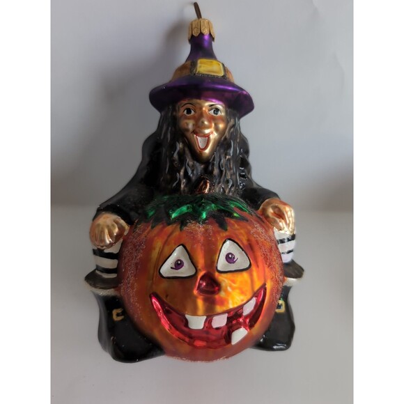 Christopher Radko Punken’ Pal Witch Glass Halloween Ornament 6.5” Pumpkin - Picture 1 of 5